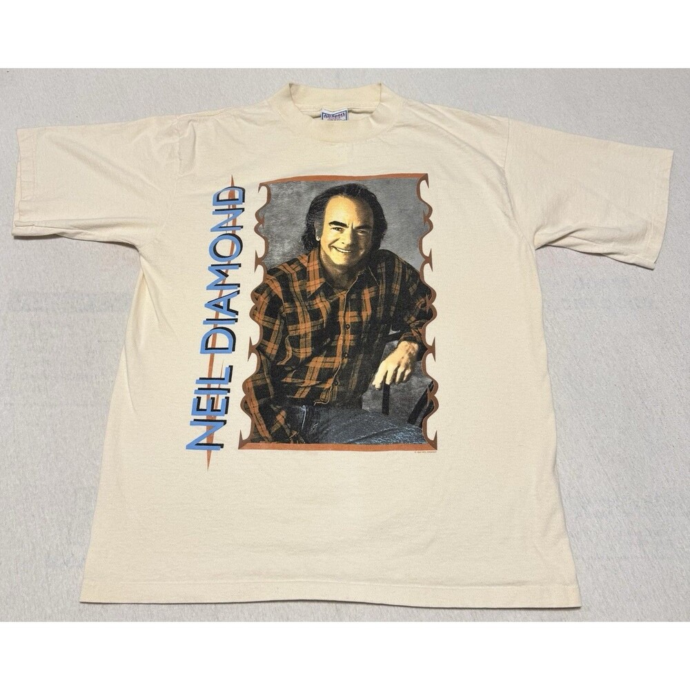 Vintage Neil Diamond Shirt Mens Large Beige 1996 Tour I Am I Said Band Tee 90s